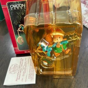 Carlton Cards Festive Bear Ornament in Amber Display